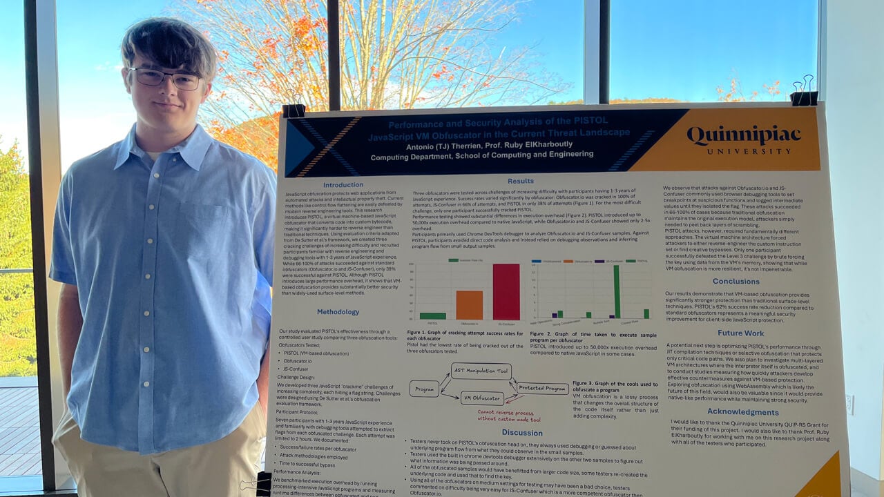 Antonio (TJ) Therrien posing with his poster