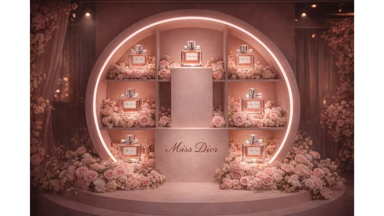 AI mockup of the center Miss Dior Eau de Parfum display