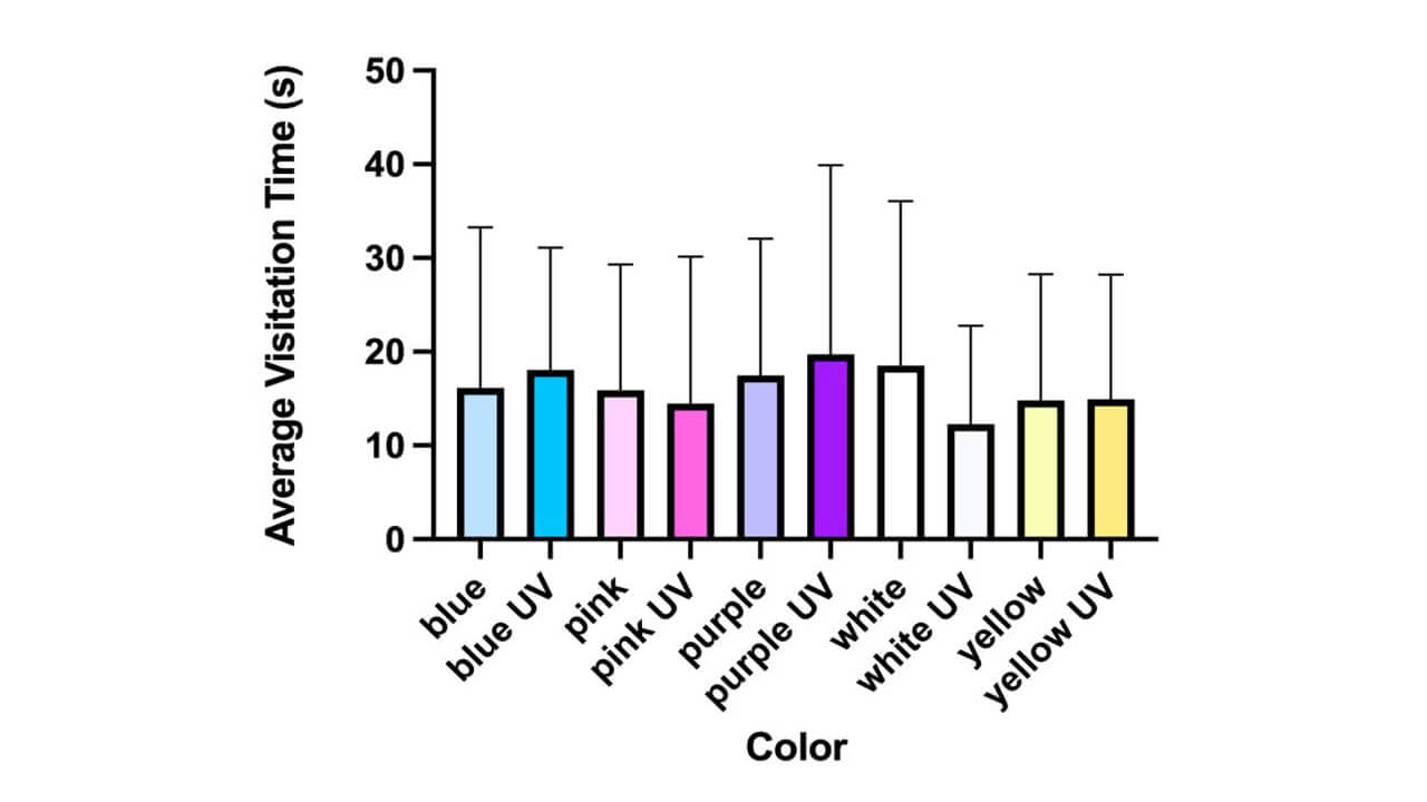 Graph showing average visitation time by dipterans